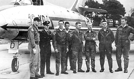 Escadron de Chasse 01.012 Cambresis was one of the 3 units to participate at the very first Tiger Meet in 1961. Here the team is leaded by Captain Lerche who was the EC 01.012 squadron commander.